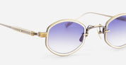 Ottica Mondello Roma - Sato - Mirac-AG-HC-1 - MIRAC - Antique Gold / Honey Crystal - Acetate, titanium - shape Oval - Gold - EYEWEAR - SUNGLASSES - Unisex,Uomo,Donna,Women,Men - lens Gradient blue - Made In Japan