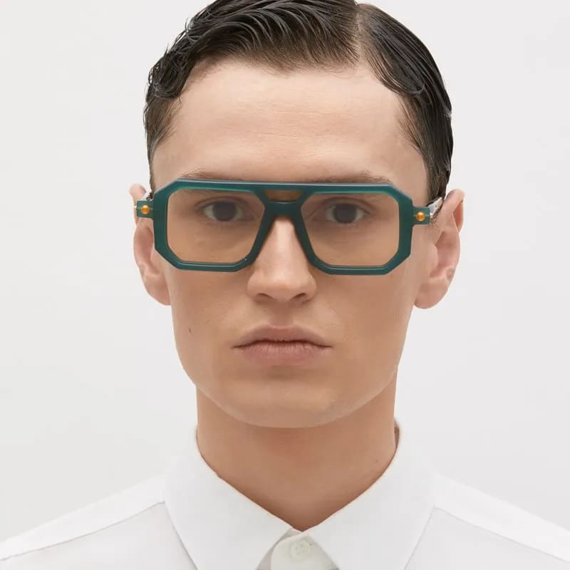 Ottica Mondello Roma - Kuboraum - KRS0P8GB0000002O - MASK P8 GB - GREEN BOTTLE - Acetate - shape Navigator - green - EYEWEAR - SUNGLASSES - Unisex,Uomo,Donna,Women,Men - lens yellow - Made In Italy