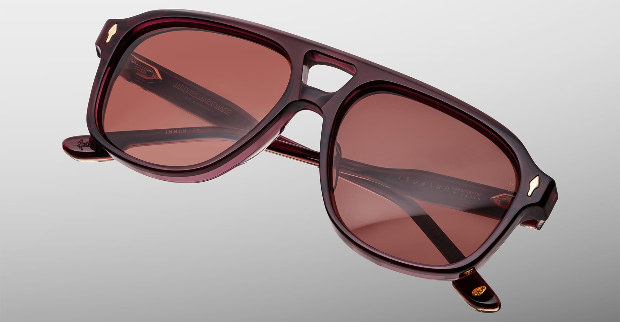 Ottica Mondello Roma - Jacques Marie Mage - JMMON-18M - LEONARD - AMARENA - Acetate - shape Aviator - burgundy - EYEWEAR - SUNGLASSES - Unisex,Uomo,Donna,Women,Men - lens bronze - Made In Japan