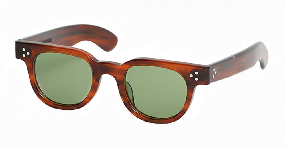  GREEN LENS - Acetate - shape Round - Havana - EYEWEAR - SUNGLASSES - Unisex,Uomo,Donna,Women,Men - lens Green - Made In Japan