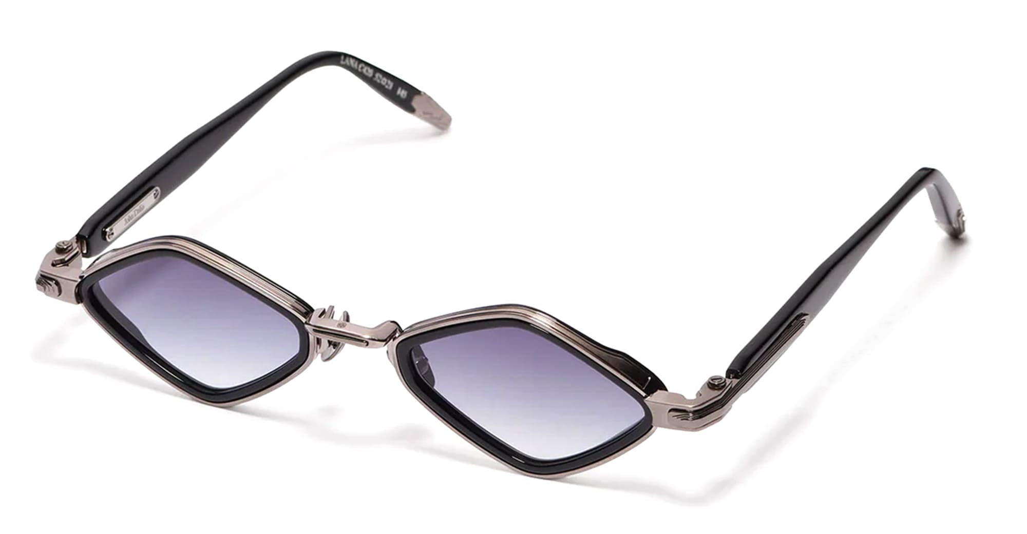 Ottica Mondello Roma - John Dalia - LANA-C420 - LANA - C420 Shiny Black - Brushed Ruthenium - titanium, acetate - shape Diamond - Black - EYEWEAR - SUNGLASSES - Unisex,Uomo,Donna,Women,Men - lens Gradient blue - Made In France