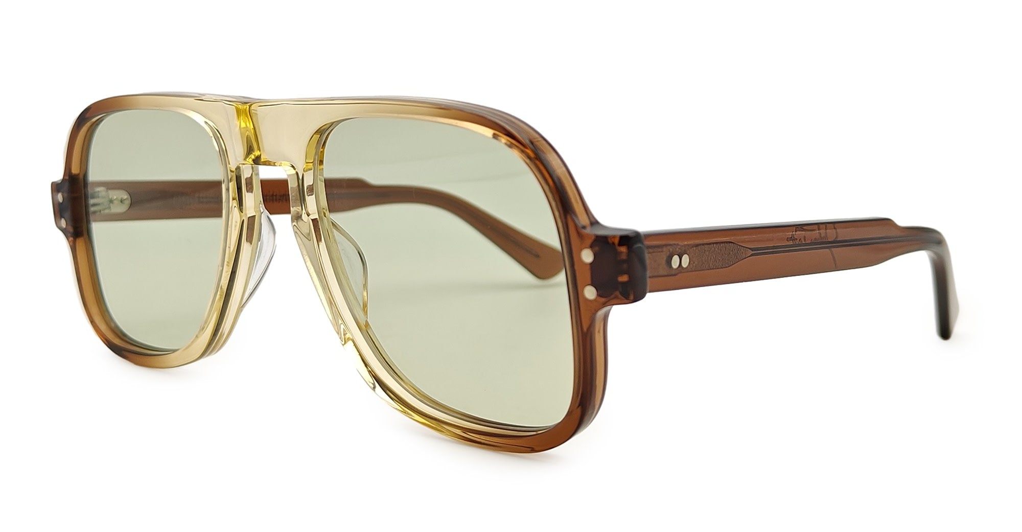  LIGHT GREEN LENS - Acetate - shape Navigator - brown - EYEWEAR - SUNGLASSES - Unisex,Uomo,Donna,Women,Men - lens Green - Made In Japan