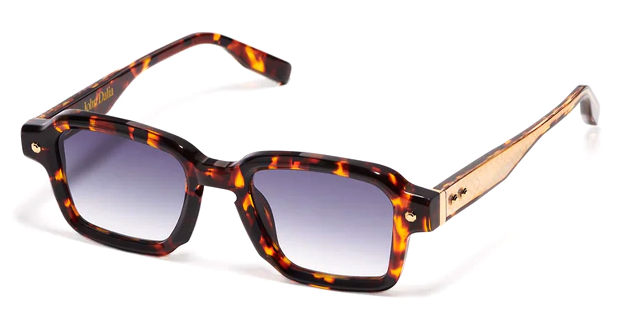  Yellow Gold - Acetate - shape Squared - havana, gold - EYEWEAR - SUNGLASSES - Unisex,Uomo,Donna,Women,Men - lens Gradient blue - Made In France