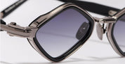 Ottica Mondello Roma - John Dalia - LANA-C420 - LANA - C420 Shiny Black - Brushed Ruthenium - titanium, acetate - shape Diamond - Black - EYEWEAR - SUNGLASSES - Unisex,Uomo,Donna,Women,Men - lens Gradient blue - Made In France