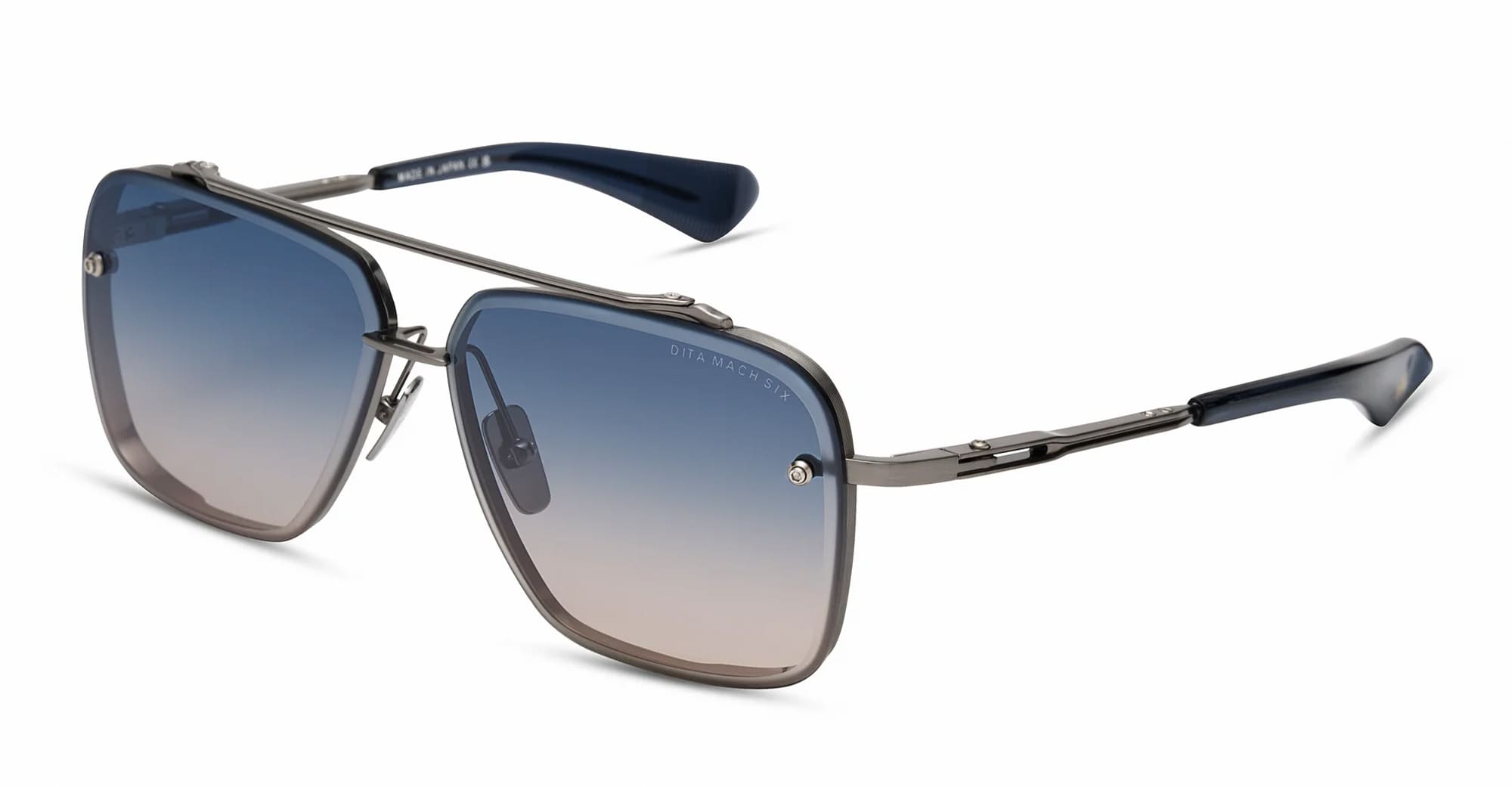 Ottica Mondello Roma - DITA - DTS121-62-06 - MACH-SIX - ANTIQUE SILVER / RAW TITANIUM - Titanium - shape Aviator - Silver - EYEWEAR - SUNGLASSES - Unisex,Uomo,Donna,Women,Men - lens Gradient blue - Made In Japan
