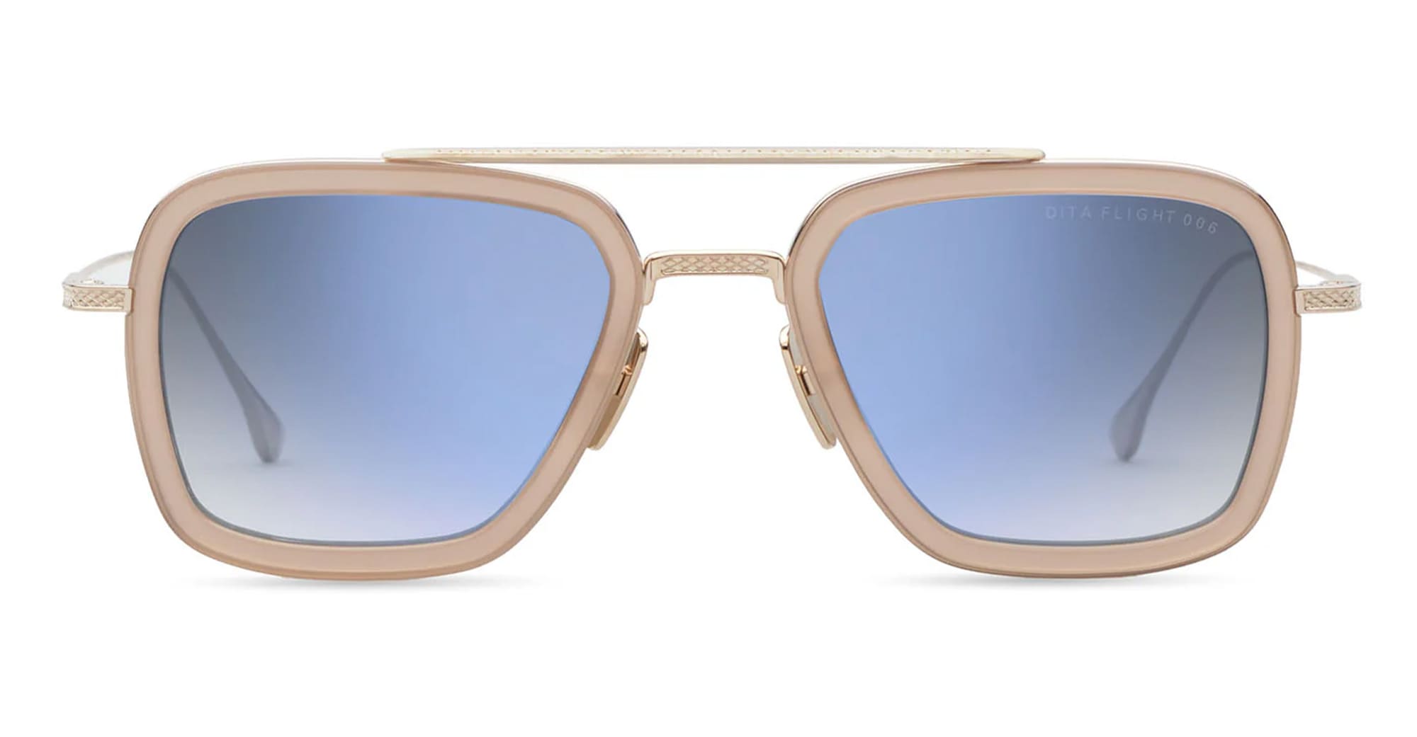 Ottica Mondello Roma - DITA - 7806-U-GLD-PNK-52 - FLIGHT 006 - WHITE GOLD / DUST PINK - titanium, acetate - shape Pilot - pink, gold - EYEWEAR - SUNGLASSES - Unisex,Uomo,Donna,Women,Men - lens Gradient blue - Made In Japan