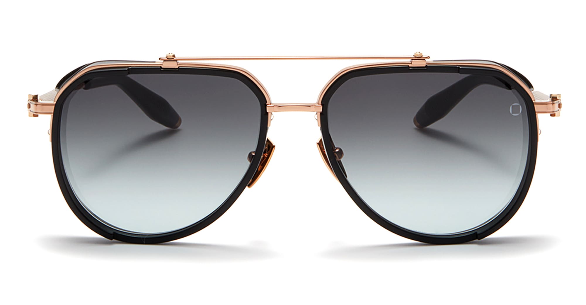 Ottica Mondello Roma - Akoni - AKS-204A-59 - ECHO - ROSE GOLD / MATTE BLACK - Acetate, titanium - shape Pilot - Black, rose gold - EYEWEAR - SUNGLASSES - Uomo,Men - lens Gradient grey - Made In Japan