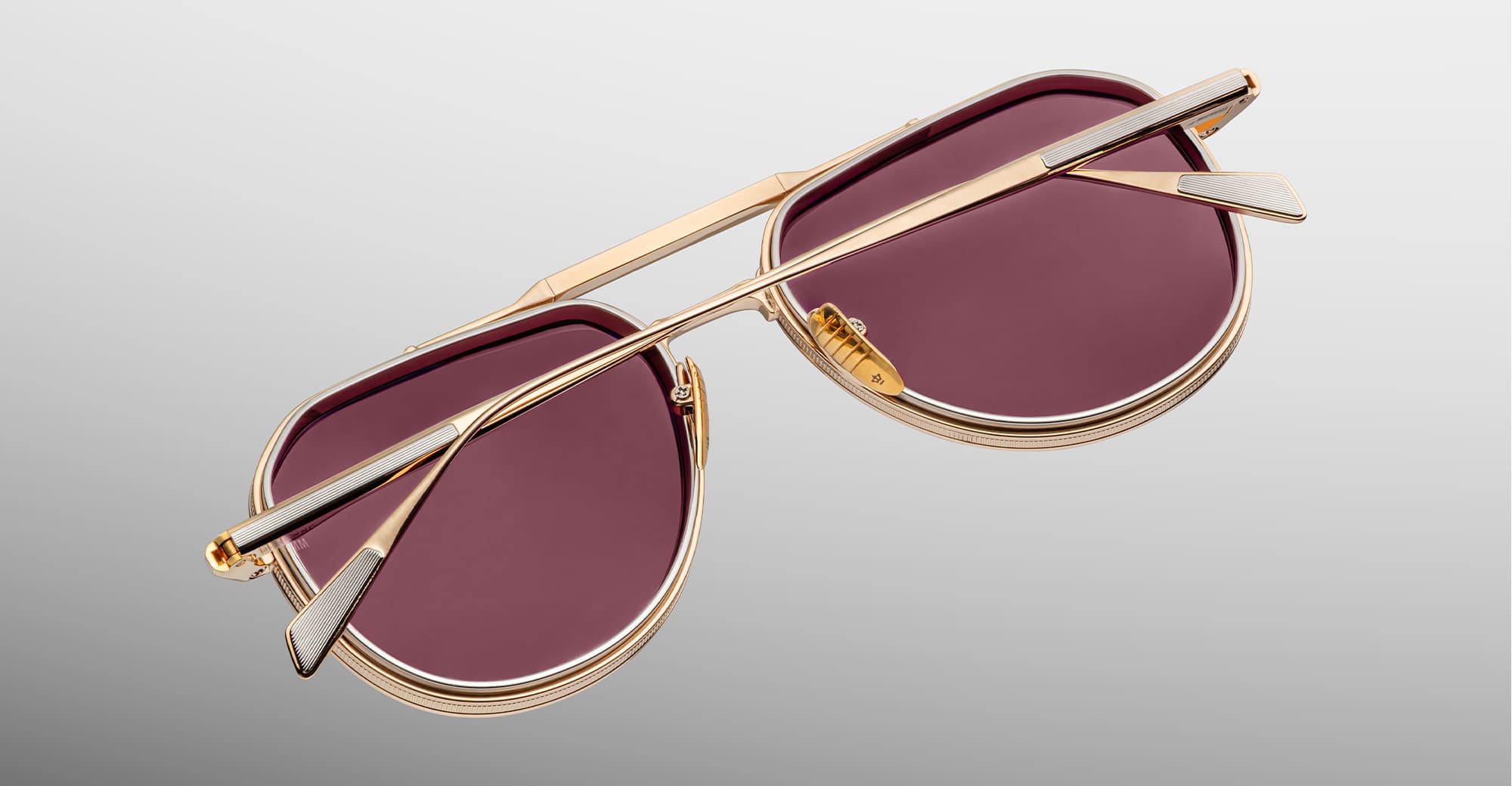 Ottica Mondello Roma - Jacques Marie Mage - JMMMD-22 - COMMANDER - CHAMPAGNE - Titanium - shape Pilot - Gold - EYEWEAR - SUNGLASSES - Unisex,Uomo,Donna,Women,Men - lens burgundy - Made In Japan