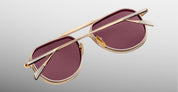 Ottica Mondello Roma - Jacques Marie Mage - JMMMD-22 - COMMANDER - CHAMPAGNE - Titanium - shape Pilot - Gold - EYEWEAR - SUNGLASSES - Unisex,Uomo,Donna,Women,Men - lens burgundy - Made In Japan