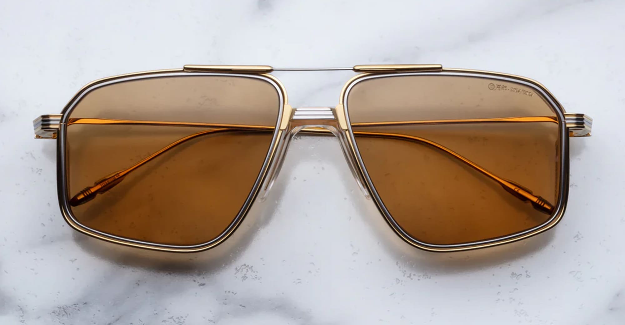 Ottica Mondello Roma - Jacques Marie Mage - JMMJG-16H - DECADE COLLECTION: JAGGER - ROMA - Titanium - shape Aviator - gold, silver - EYEWEAR - SUNGLASSES - Uomo,Men - lens honey - Made In Japan