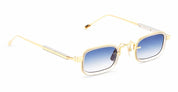 Ottica Mondello Roma - Sato - Canicula-YG-P-1 - CANICULA - YELLOW GOLD / PLATINUM - Acetate, titanium - shape Rectangular - gold, silver - EYEWEAR - SUNGLASSES - Unisex,Uomo,Donna,Women,Men - lens Gradient blue - Made In Japan