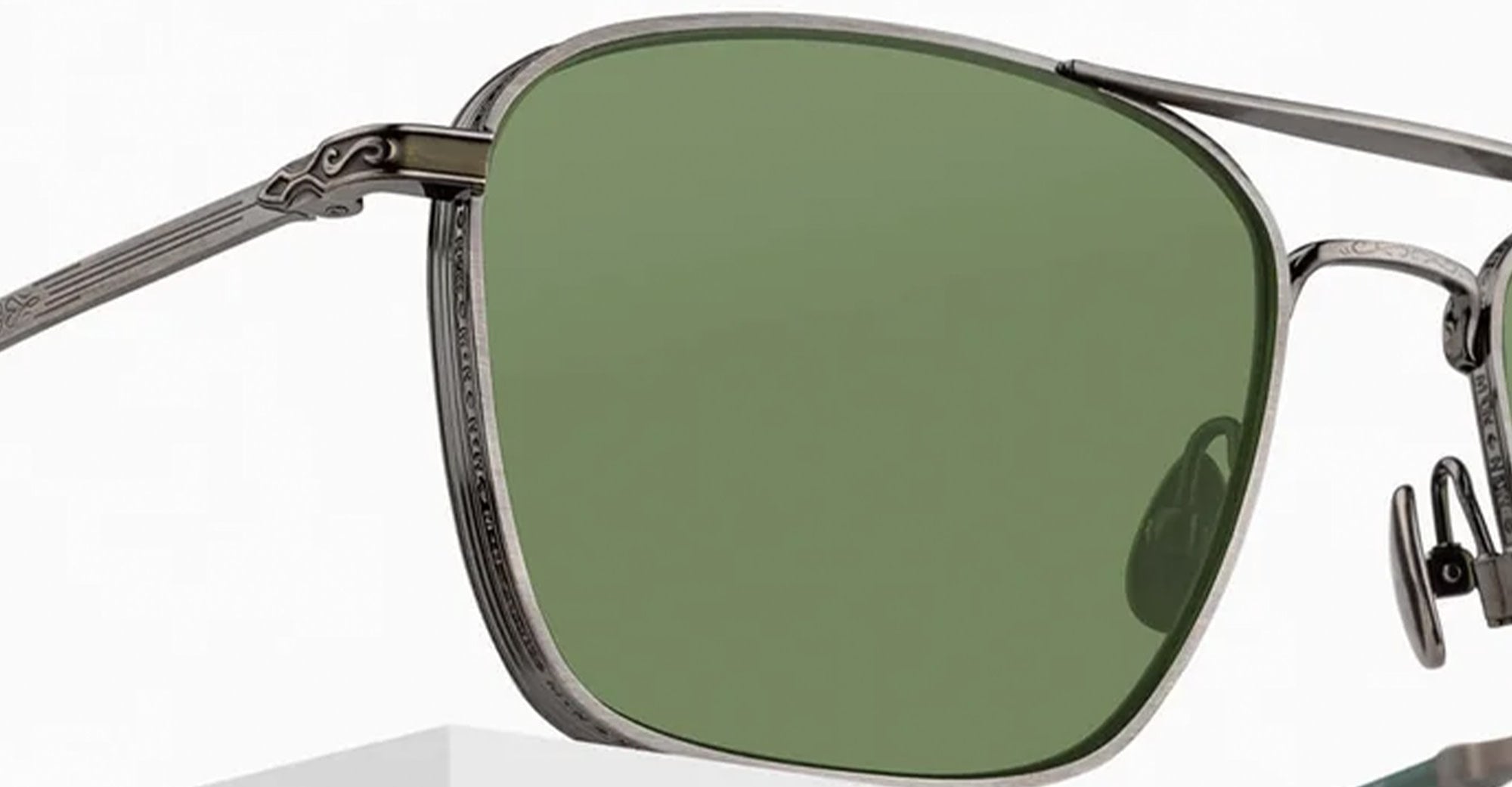 Ottica Mondello Roma - Matsuda - M3135.SG.AG.56 - M3135 - ANTIQUE SILVER / SAGE GREEN - Titanium - shape Navigator - Silver - EYEWEAR - SUNGLASSES - Unisex,Uomo,Donna,Women,Men - lens Green - Made In Japan