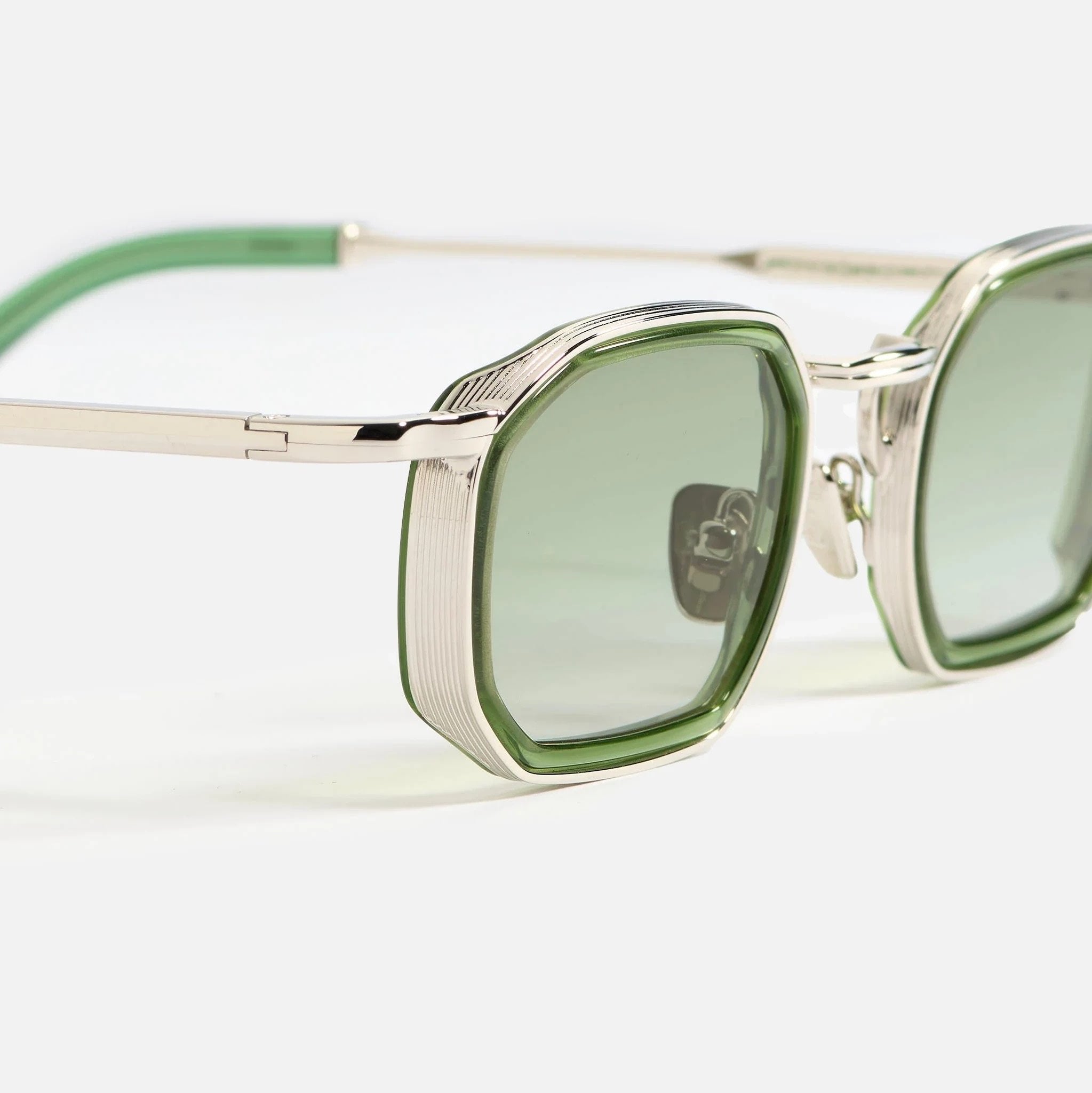 Ottica Mondello Roma - John Dalia - SAMUEL2-C164 - SAMUEL 2-C164 - DARK GREEN / PLATINE PLATED - Metal - shape Squared - green, gold - EYEWEAR - SUNGLASSES - Unisex,Uomo,Donna,Women,Men - lens Gradient green - Made In France