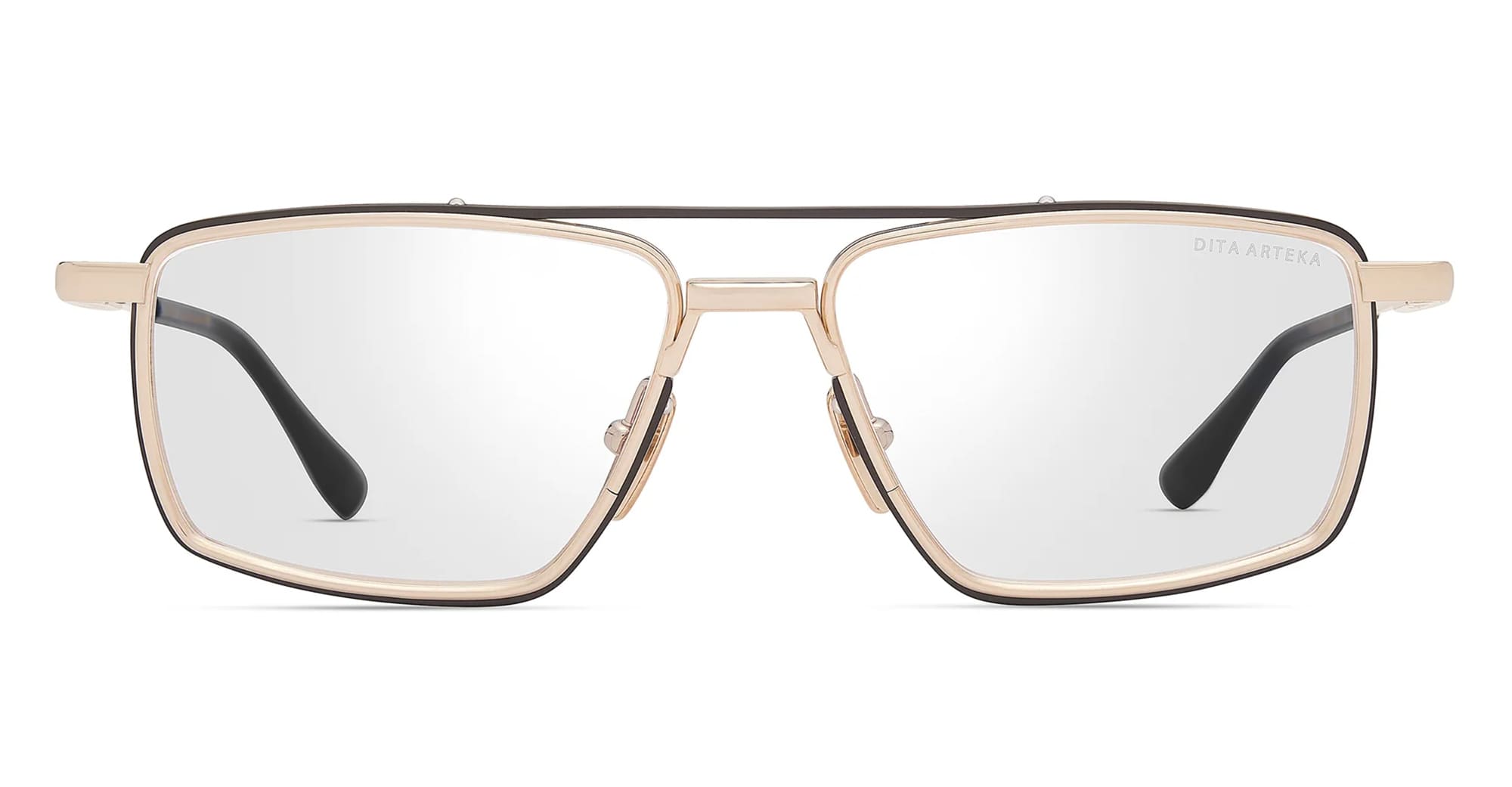  WHITE GOLD RX - Titanium - shape Navigator - black, white gold - EYEWEAR - EYEGLASSES - Unisex,Uomo,Donna,Women,Men - lens Clear - Made In Japan