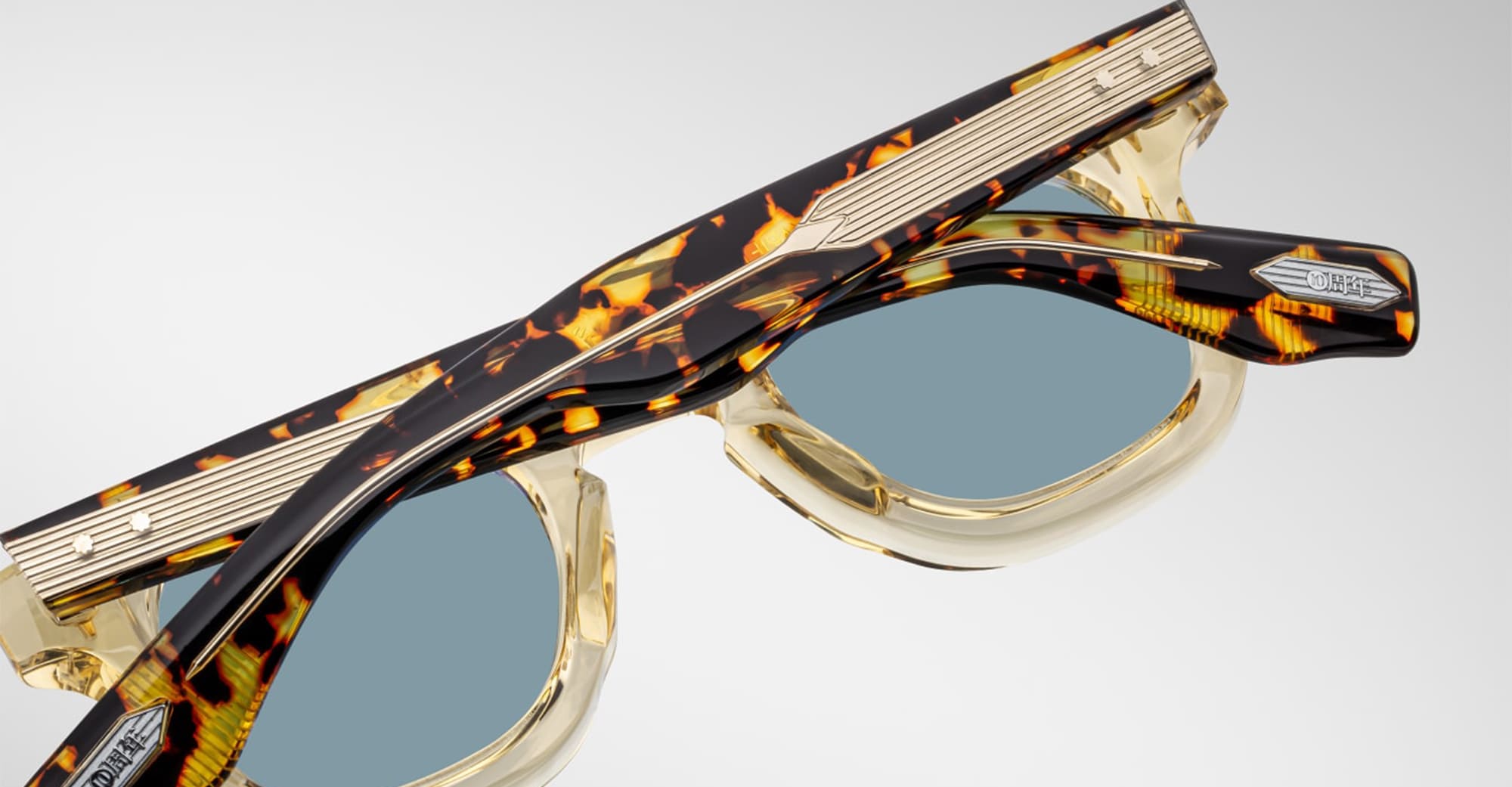 Ottica Mondello Roma - Jacques Marie Mage - JMMDU-10Y3 - DECADE COLLECTION: DEVAUX - DUN - Acetate - shape Panto - grey - EYEWEAR - SUNGLASSES - Uomo,Men - lens Blue - Made In Japan