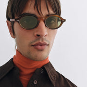 Ottica Mondello Roma - Cutler and Gross - CGSN-GR13-49-02 - GR13 - MUSTARD HAVANA - Acetate - shape Oval - brown - EYEWEAR - SUNGLASSES - Unisex,Uomo,Donna,Women,Men - lens Green - Made In Italy