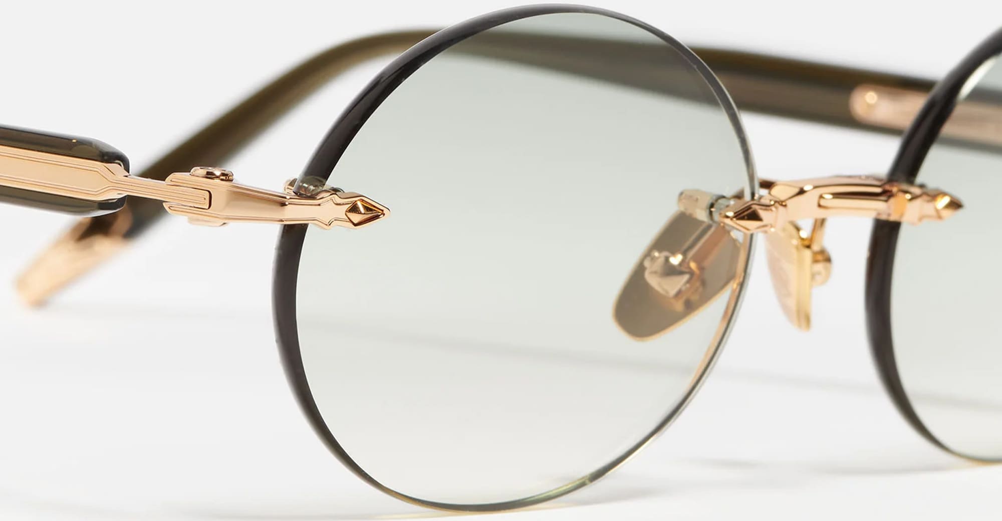 Ottica Mondello Roma - John Dalia - R05-C536 - R05 -  C536 18k Yellow Gold - stainless steel - shape Oval - Gold - EYEWEAR - SUNGLASSES - Unisex,Uomo,Donna,Women,Men - lens Gradient green - Made In France