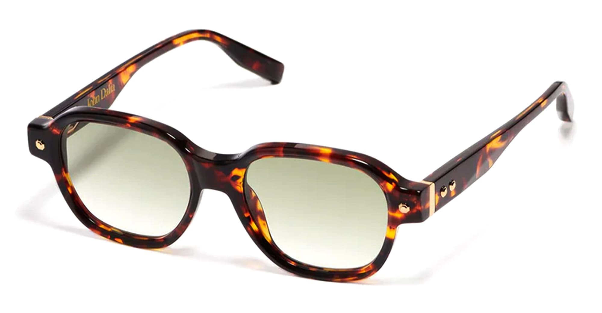 Ottica Mondello Roma - John Dalia - P12-C141 - PROJECT 12 - C141 - Classic Havana - Yellow Gold - Acetate - shape Round - havana, gold - EYEWEAR - SUNGLASSES - Unisex,Uomo,Donna,Women,Men - lens Gradient green - Made In France