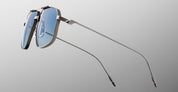 Ottica Mondello Roma - Jacques Marie Mage - JMMJG-2H - JAGGER - ANTIQUE SILVER - Titanium - shape Aviator - Silver - EYEWEAR - SUNGLASSES - Unisex,Uomo,Donna,Women,Men - lens Gradient blue - Made In Japan