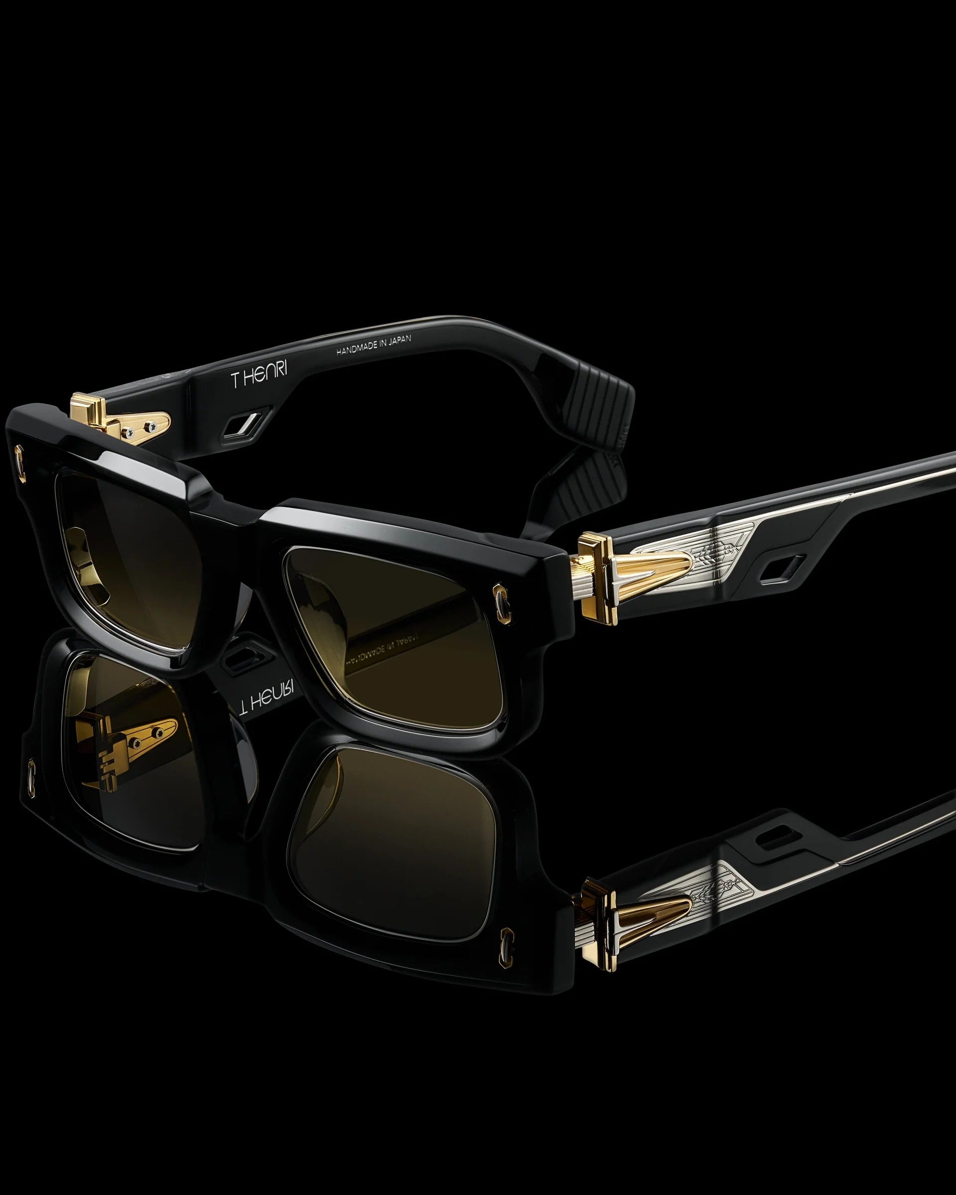Ottica Mondello Roma - T HENRI - SPCB - SUPERLEGGERA - SHADOWN II - Acetate, titanium - shape Rectangular - Black - EYEWEAR - SUNGLASSES - Unisex,Uomo,Donna,Women,Men - lens Gradient brown - Made In Japan