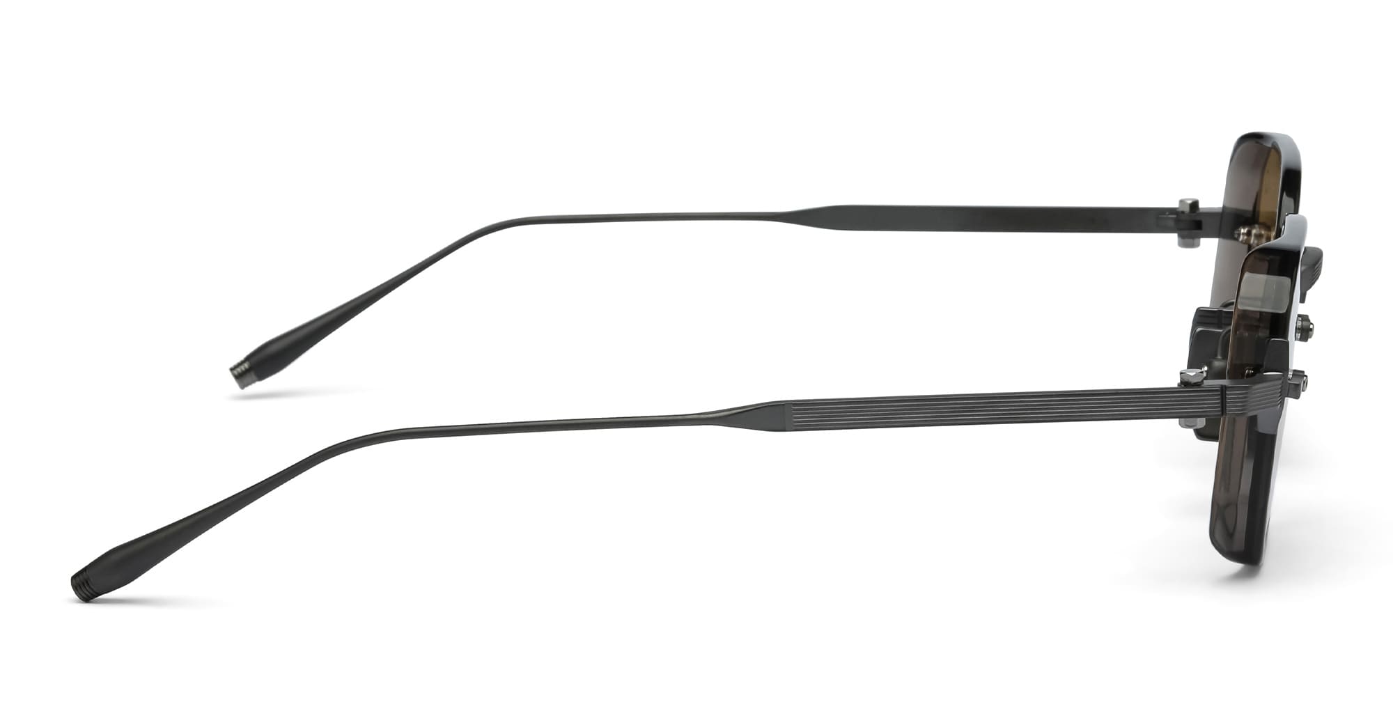 Ottica Mondello Roma - Akoni - AKS-307D-47 - JUNO-TWO - CRYSTAL BLACK / BLACK IRON - Acetate, titanium - shape Squared - black iron - EYEWEAR - SUNGLASSES - Uomo,Men - lens Brown - Made In Japan