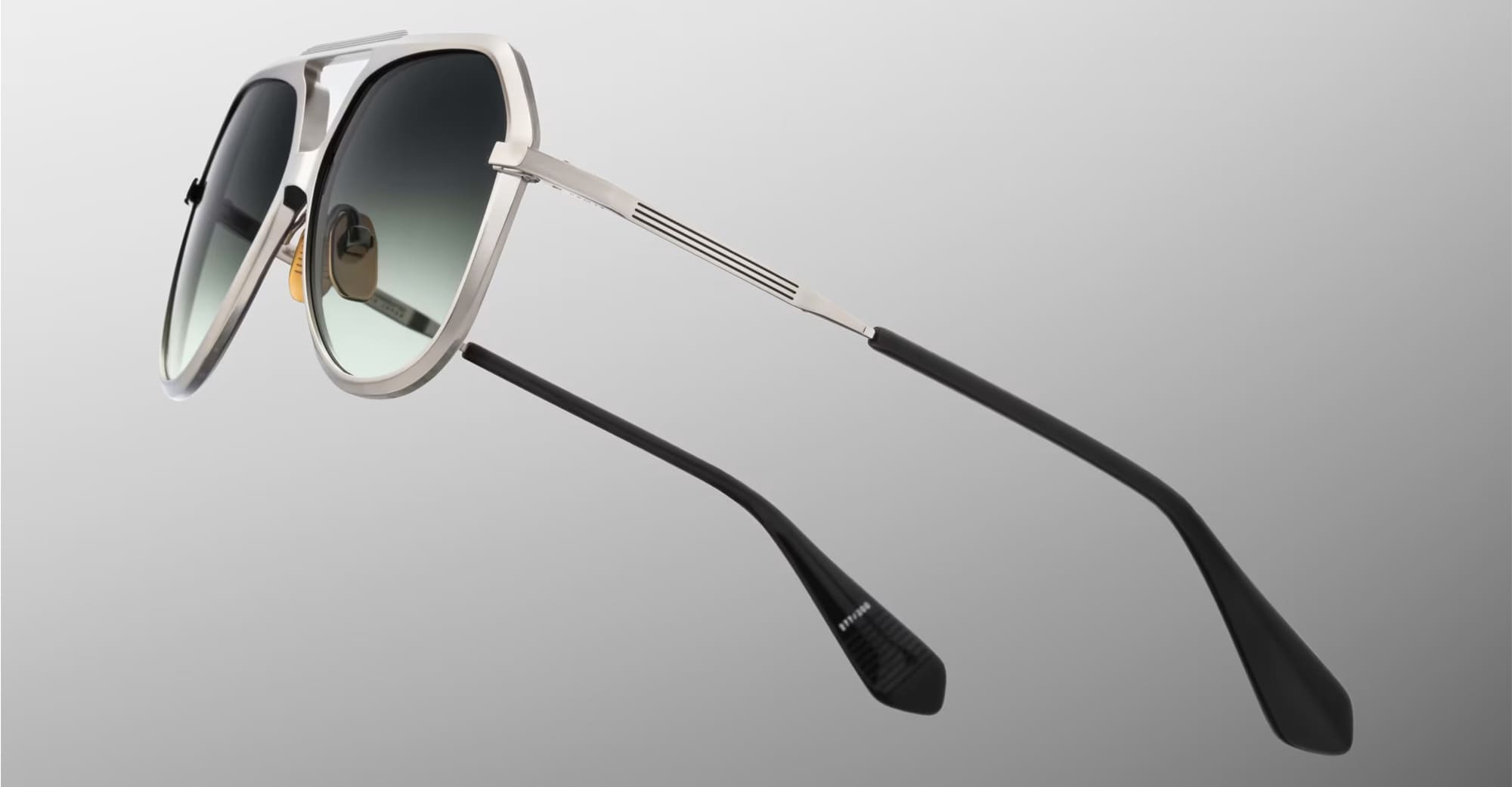 Ottica Mondello Roma - Jacques Marie Mage - JMMFW-S2 - MAXIME - HARLEM - Acetate, titanium - shape Aviator - silver, black - EYEWEAR - SUNGLASSES - Unisex,Uomo,Donna,Women,Men - lens Gradient green - Made In Japan
