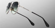 Ottica Mondello Roma - Jacques Marie Mage - JMMFW-S2 - MAXIME - HARLEM - Acetate, titanium - shape Aviator - silver, black - EYEWEAR - SUNGLASSES - Unisex,Uomo,Donna,Women,Men - lens Gradient green - Made In Japan