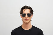 Ottica Mondello Roma - Mykita - 10086151 - FERLO - MH22 PITCH BLACK / SHINY SILVER - stainless steel - shape Squared - Silver - EYEWEAR - SUNGLASSES - Uomo,Men - lens dark grey - Made In Germany