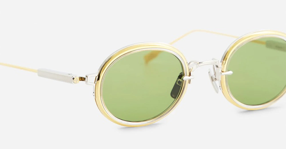 Ottica Mondello Roma - Sato - Acamar-II-P-YG-1 - ACAMAR II - Platinum / yellow gold - Titanium - shape Oval - silver, gold - EYEWEAR - SUNGLASSES - Unisex,Uomo,Donna,Women,Men - lens Green - Made In Japan
