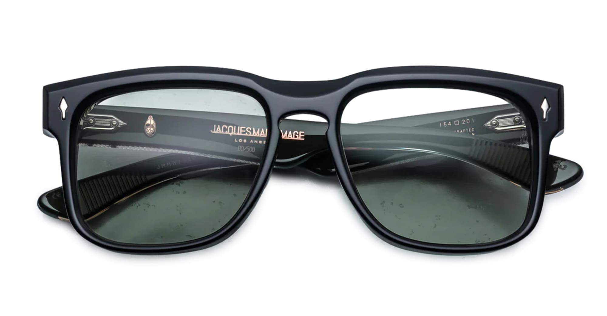 Ottica Mondello Roma - Jacques Marie Mage - JMMWY-16C - WESLEY - COBRA - Acetate - shape Rectangular - Black - EYEWEAR - SUNGLASSES - Uomo,Men - lens light bottle green - Made In Japan