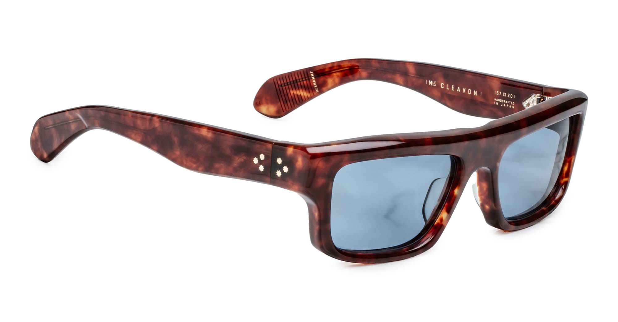 Ottica Mondello Roma - Jacques Marie Mage - JMMVNX- 7U - CLEAVON 57 - BRECCIA - Acetate - shape Rectangular - Havana - EYEWEAR - SUNGLASSES - Uomo,Men - lens Blue - Made In Japan