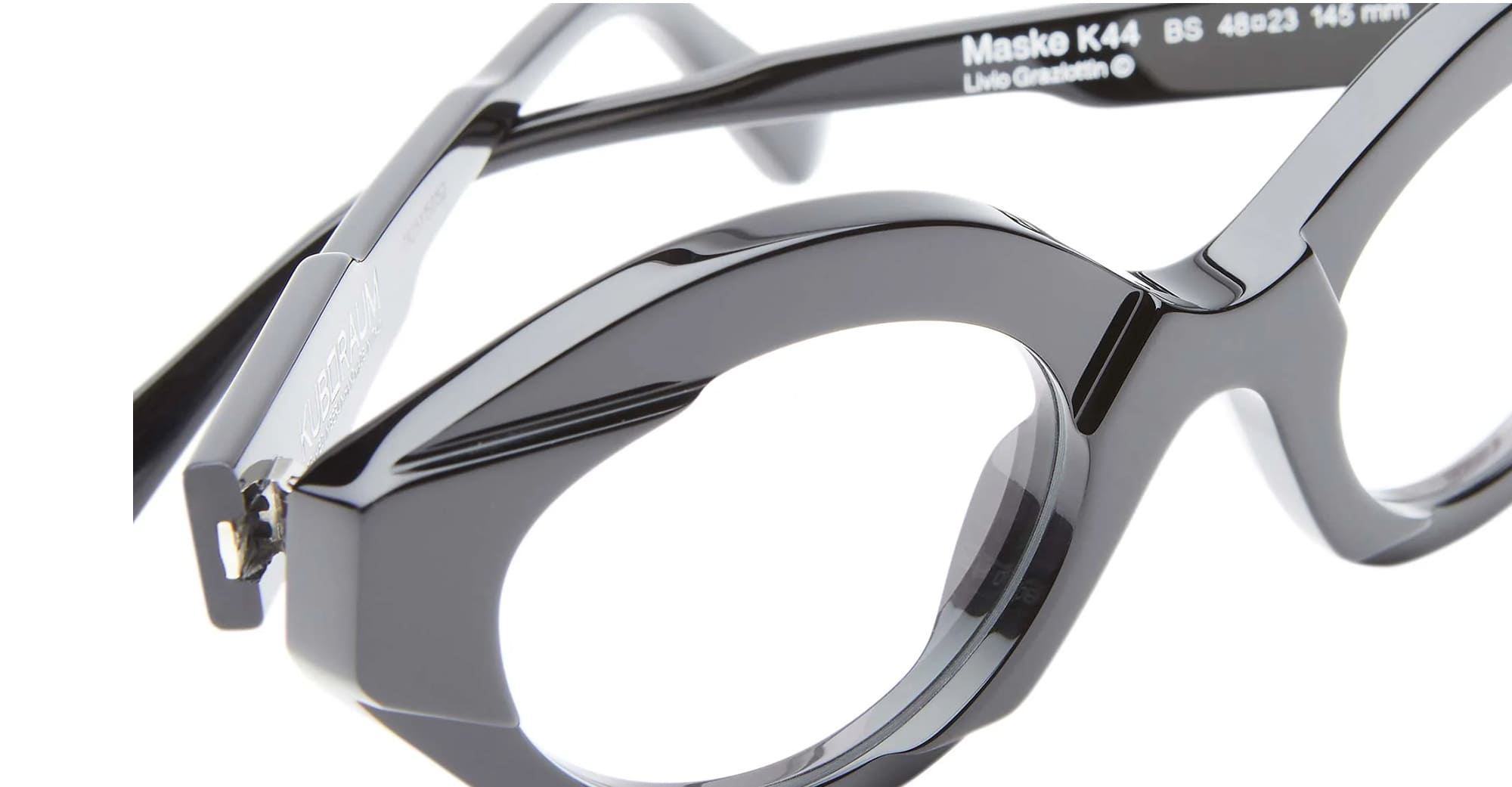 Ottica Mondello Roma - Kuboraum - KROK44BS000000OP - MASK K44 BS - BLACK SHINE RX - Acetate - shape Cat-eye - Black - EYEWEAR - EYEGLASSES - Unisex,Uomo,Donna,Women,Men - lens Clear - Made In Italy