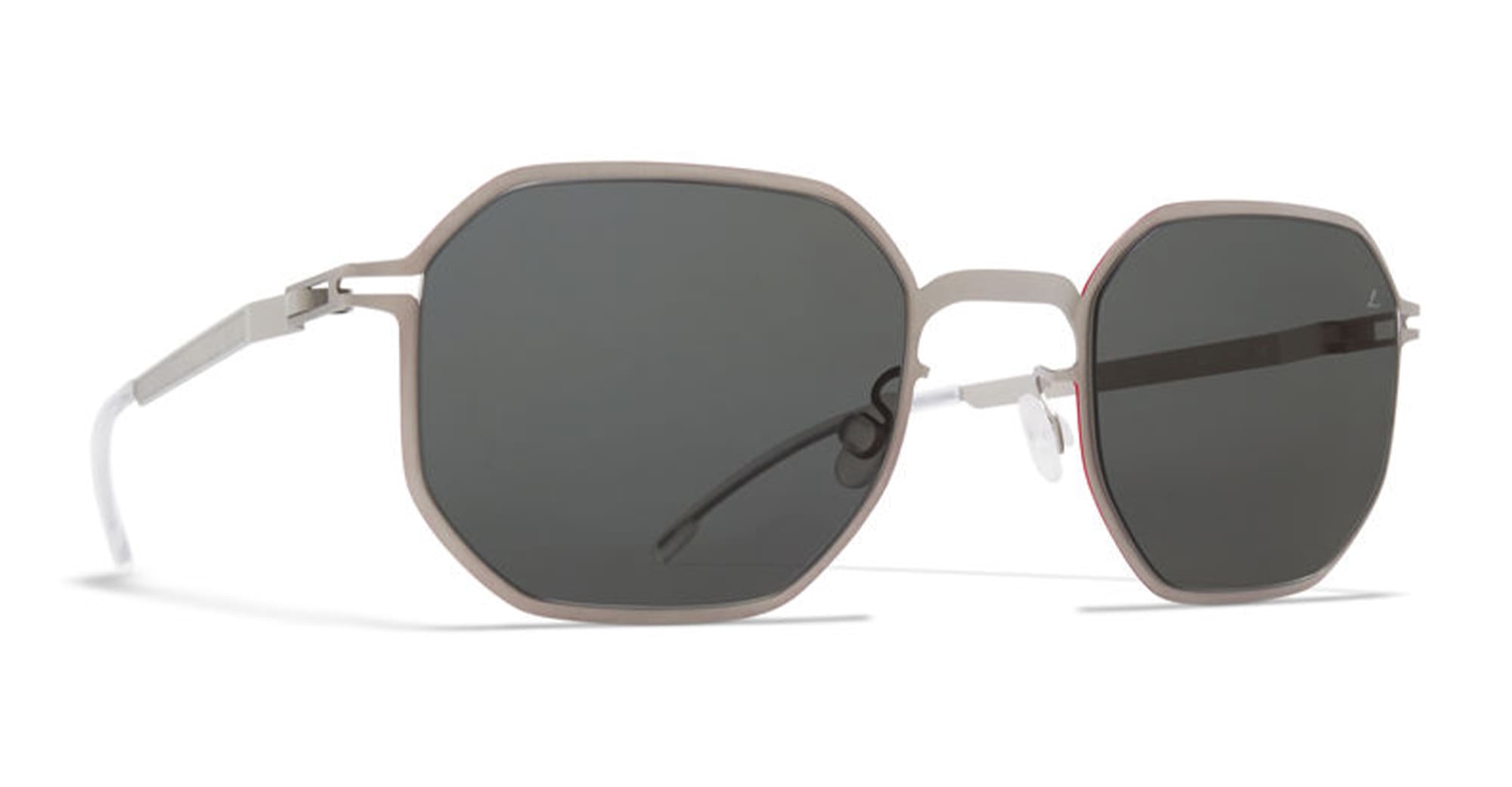 Ottica Mondello Roma - Mykita - 10088164 - ML15 - Matte silver / Red Edges / Leica Grey lens - stainless steel - shape Squared - Silver - EYEWEAR - SUNGLASSES - Unisex,Uomo,Donna,Women,Men - lens Grey - Made In Germany