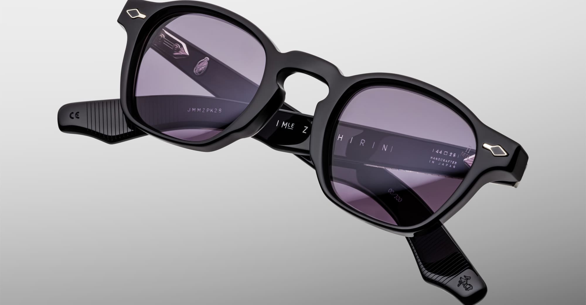 Ottica Mondello Roma - Jacques Marie Mage - JMMZP-K28 - ZEPHIRIN EPOXY II - FUMÉE - Acetate - shape Squared - Black - EYEWEAR - SUNGLASSES - Unisex,Uomo,Donna,Women,Men - lens purple - Made In Japan