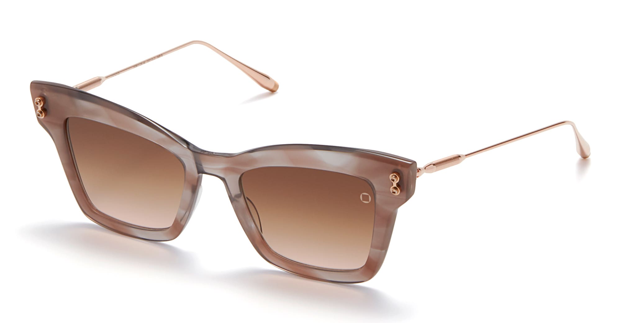 Ottica Mondello Roma - Akoni - AKS-112B-49 - INNES - CRYSTAL NUDE GREY / ROSE GOLD - Acetate, titanium - shape Cat-eye - grey, rose gold - EYEWEAR - SUNGLASSES - Donna,Women - lens Gradient brown - Made In Japan