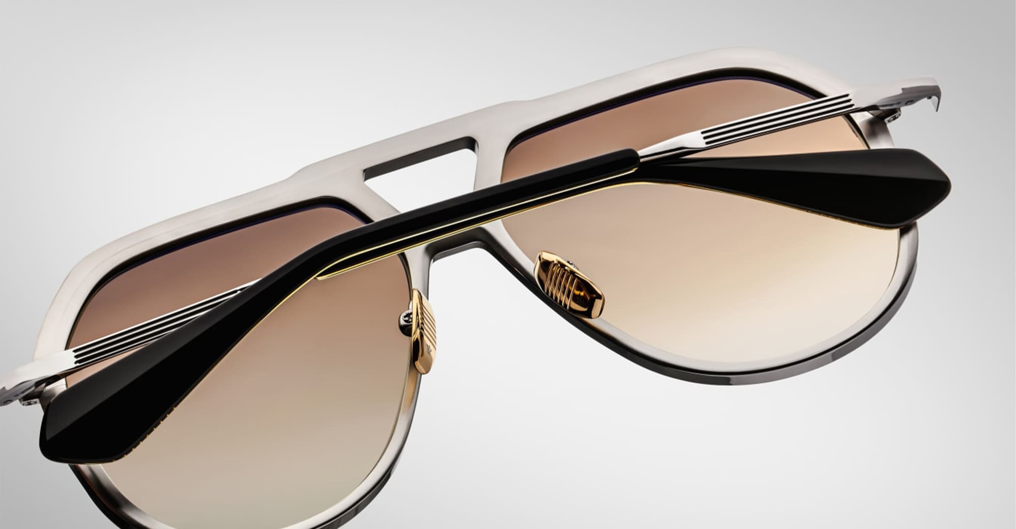 Ottica Mondello Roma - Jacques Marie Mage - JMMEK-17K - LOCKHEED - AUTUMN - Titanium - shape Aviator - Silver - EYEWEAR - SUNGLASSES - Uomo,Men - lens Gradient brown - Made In Japan