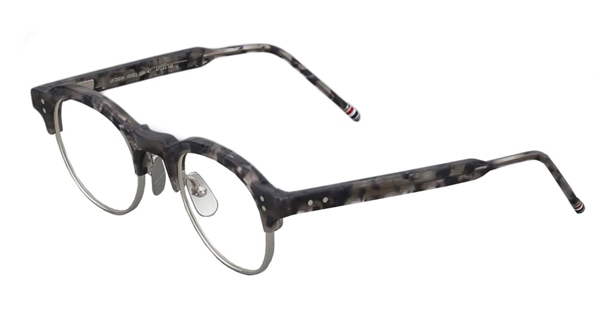 Oval - grey tortoise / silver rx