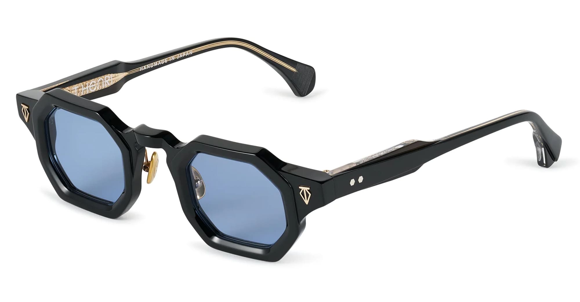 Ottica Mondello Roma - T HENRI - BAA011 - BIRDCAGE - AURELIAN - Acetate - shape Squared - Black - EYEWEAR - SUNGLASSES - Unisex,Uomo,Donna,Women,Men - lens Blue - Made In Japan