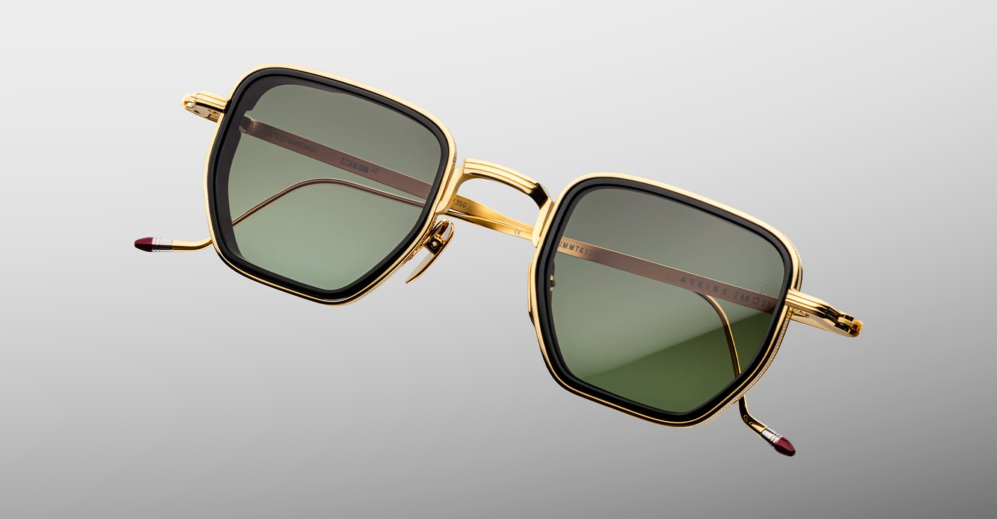 Ottica Mondello Roma - Jacques Marie Mage - JMMTK-12M - ATKINS - MUSKET - Titanium - shape Squared - Gold - EYEWEAR - SUNGLASSES - Unisex,Uomo,Donna,Women,Men - lens Green - Made In Japan