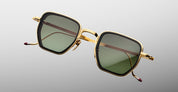 Ottica Mondello Roma - Jacques Marie Mage - JMMTK-12M - ATKINS - MUSKET - Titanium - shape Squared - Gold - EYEWEAR - SUNGLASSES - Unisex,Uomo,Donna,Women,Men - lens Green - Made In Japan