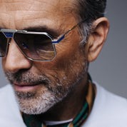 Ottica Mondello Roma - T HENRI - BMA006 - BERLINETTE - ARGENT BLEU - Titanium - shape Navigator - Silver, blue - EYEWEAR - SUNGLASSES - Unisex,Uomo,Donna,Women,Men - lens Gradient blue - Made In Japan