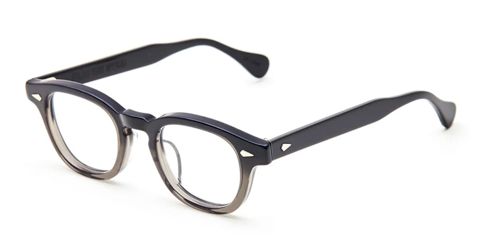 Ottica Mondello Roma - Julius Tart - JTPL-101Bb - AR 44X24 - DARK BLACK FADE RX - Acetate - shape Panto - Black - EYEWEAR - EYEGLASSES - Unisex,Uomo,Donna,Women,Men - lens Clear - Made In Japan