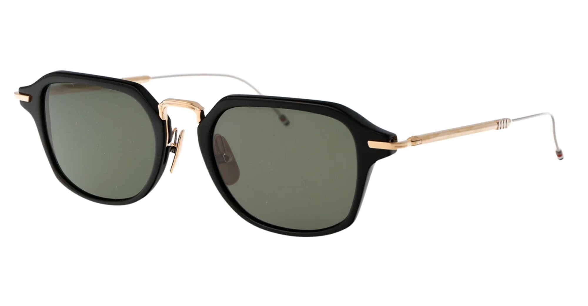 Ottica Mondello Roma - Thom Browne - UES423A-G0003-001-52 - RECTANGULAR - BLACK / GOLD - Acetate - shape Rectangular - Black - EYEWEAR - SUNGLASSES - Uomo,Men - lens Green - Made In Japan