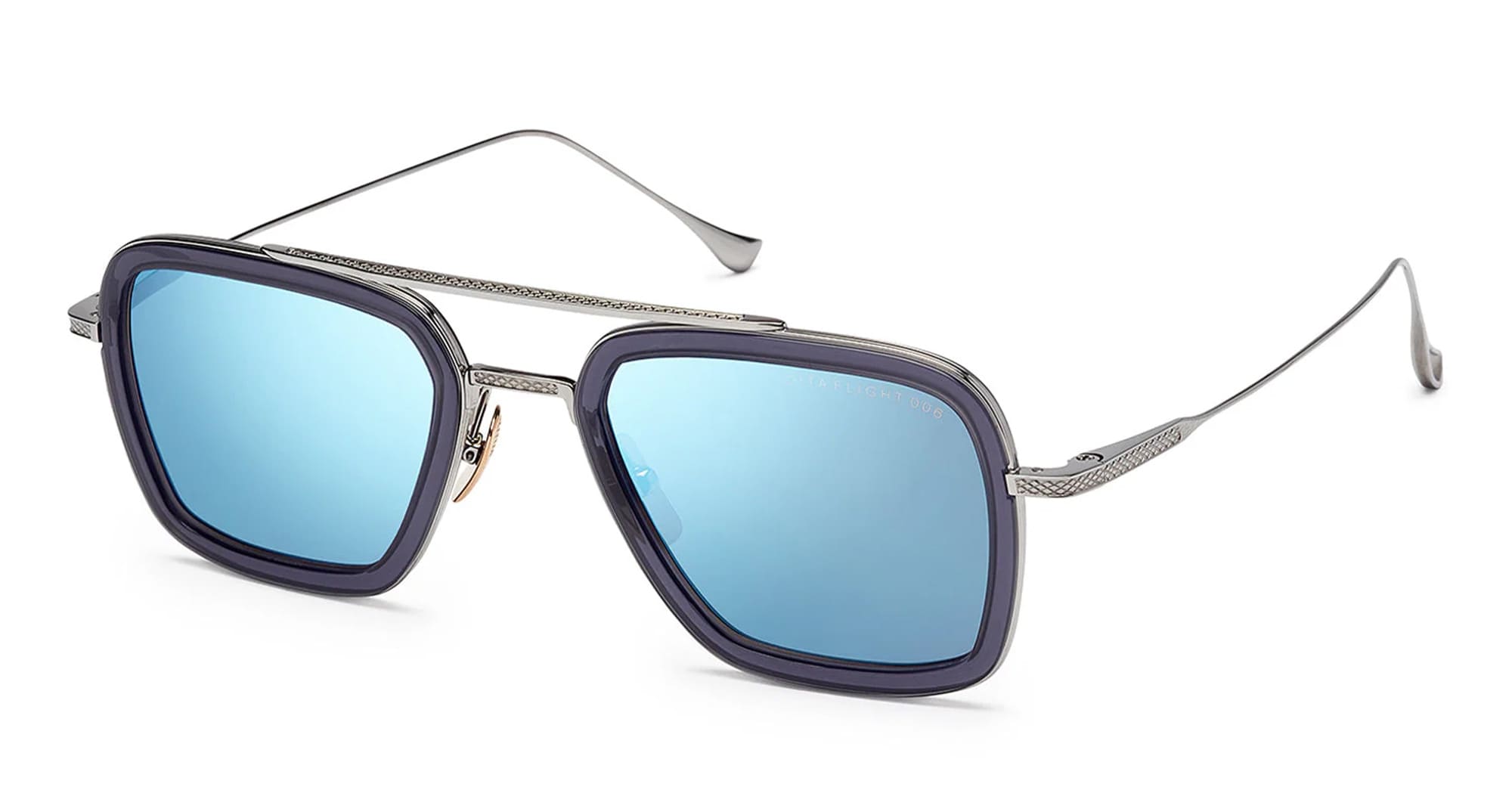  BLACK PALLADIUM - titanium, acetate - shape Pilot - grey, black - EYEWEAR - SUNGLASSES - Unisex,Uomo,Donna,Women,Men - lens Blue - Made In Japan