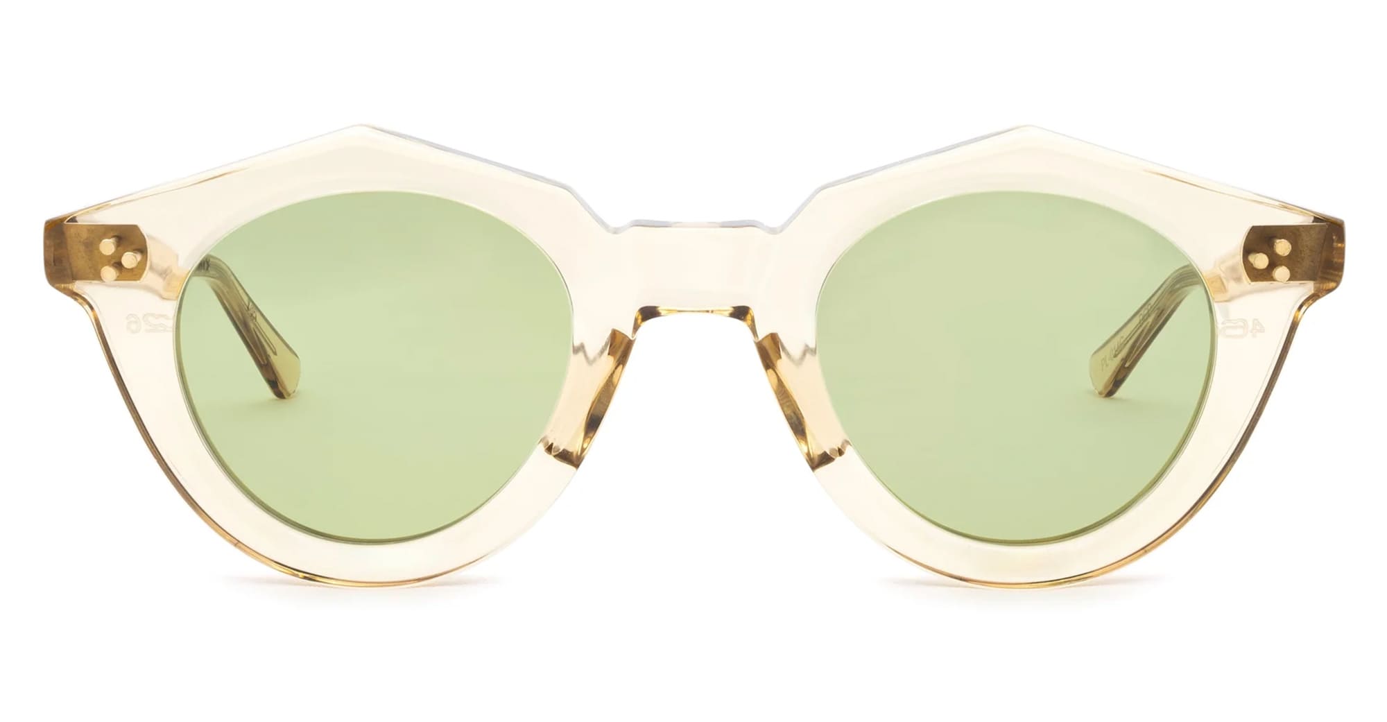  GREEN LENS - Acetate - shape Round - Champagne - EYEWEAR - SUNGLASSES - Unisex,Uomo,Donna,Women,Men - lens Green - Made In Japan