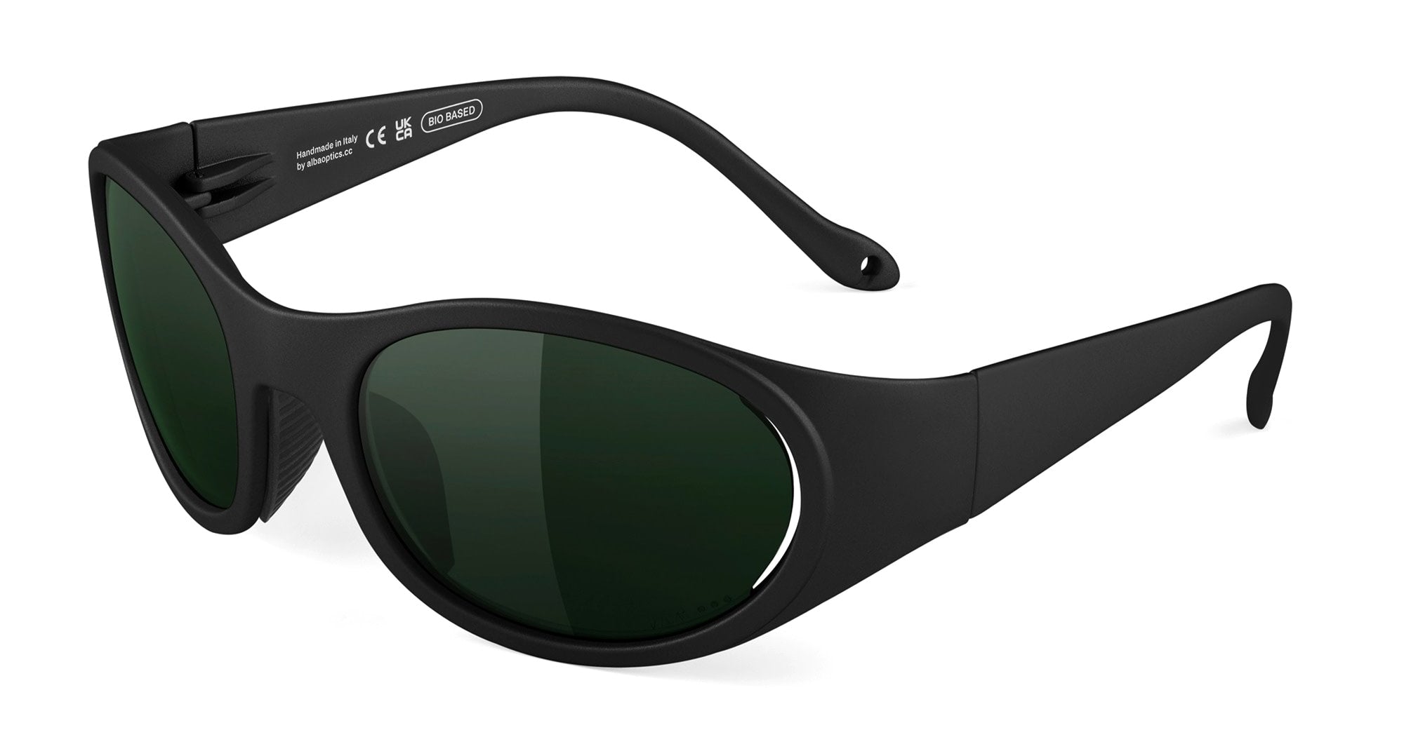  VZUM LEAF - Tr90 - shape Oval - Black - EYEWEAR - SUNGLASSES - Unisex,Uomo,Donna,Women,Men - lens Green - Made In Italy