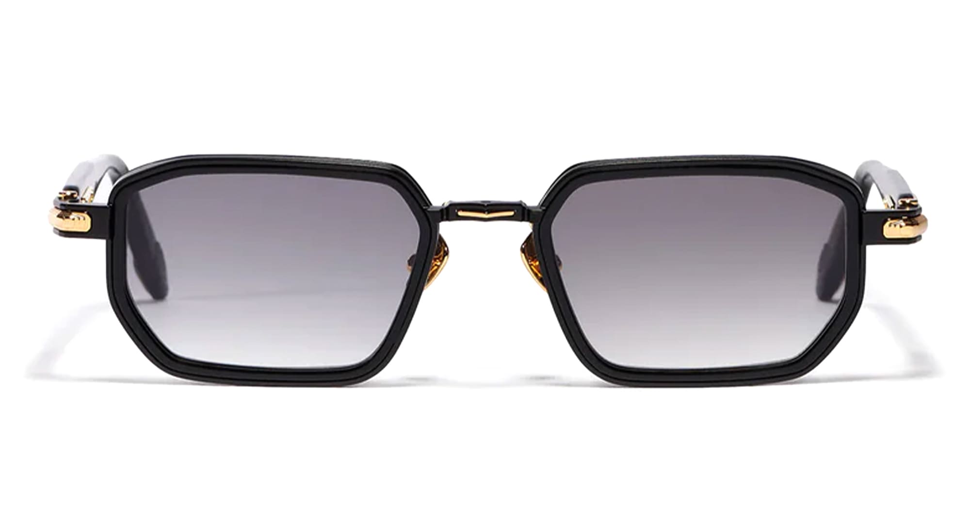 Ottica Mondello Roma - John Dalia - MILES-C302 - MILES - C302 Shiny Black / Yellow gold - Metal - shape Rectangular - Black, gold - EYEWEAR - SUNGLASSES - Unisex,Uomo,Donna,Women,Men - lens Gradient grey - Made In France