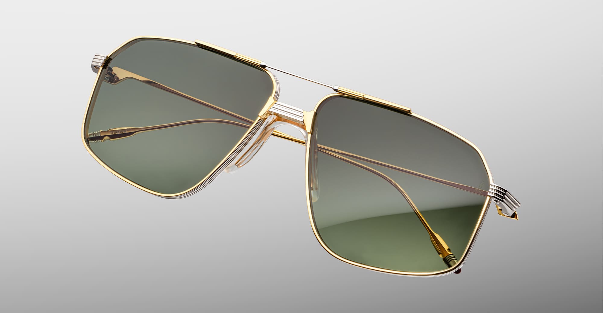 Ottica Mondello Roma - Jacques Marie Mage - JMMJG-12M - JAGGER - MUSKET - Titanium - shape Aviator - Gold - EYEWEAR - SUNGLASSES - Unisex,Uomo,Donna,Women,Men - lens Gradient green - Made In Japan