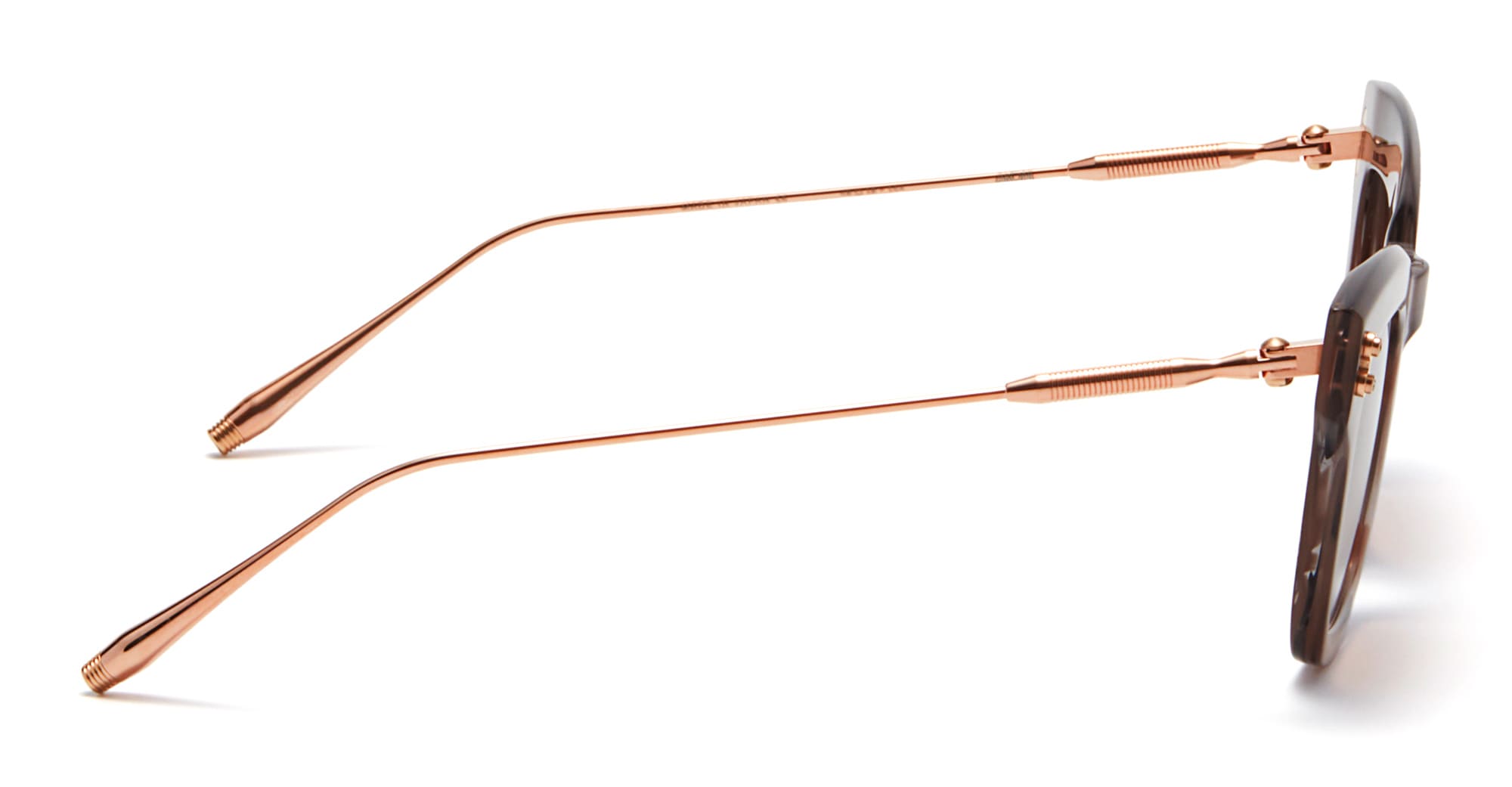 Ottica Mondello Roma - Akoni - AKS-112B-49 - INNES - CRYSTAL NUDE GREY / ROSE GOLD - Acetate, titanium - shape Cat-eye - grey, rose gold - EYEWEAR - SUNGLASSES - Donna,Women - lens Gradient brown - Made In Japan