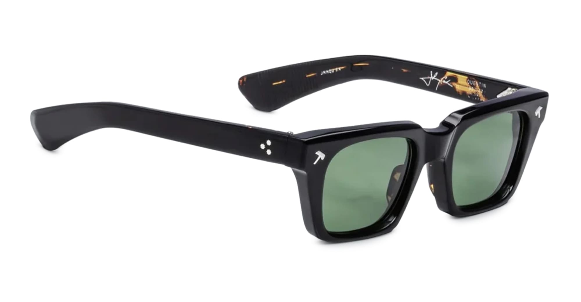 Ottica Mondello Roma - Jacques Marie Mage - JMMQU-9A - JOHNNY CASH BY JMM: QUENTIN - NOIR 9 - Acetate - shape Rectangular - Black - EYEWEAR - SUNGLASSES - Uomo,Men - lens Green - Made In Japan